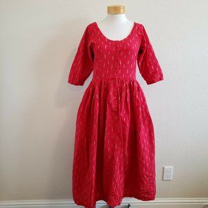 Christy Allen Red Textured Button Down Dress S